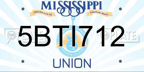 5BTI712 Mississippi License Plate