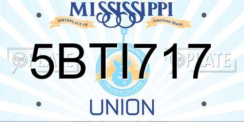 5BTI717 Mississippi License Plate