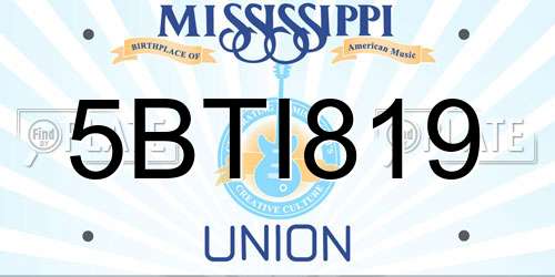 5BTI819 Mississippi License Plate