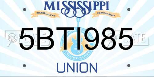 5BTI985 Mississippi License Plate
