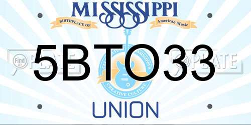 5BTO33 Mississippi License Plate