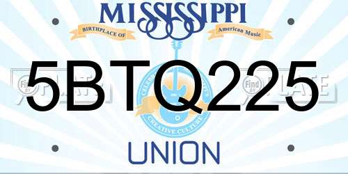 5BTQ225 Mississippi License Plate
