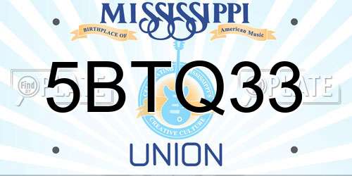5BTQ33 Mississippi License Plate