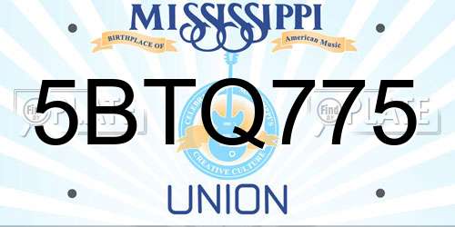 5BTQ775 Mississippi License Plate