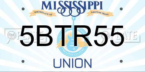 5BTR55 Mississippi License Plate