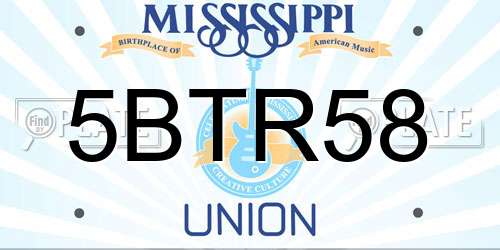 5BTR58 Mississippi License Plate
