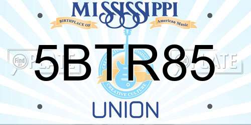 5BTR85 Mississippi License Plate