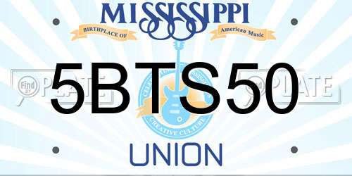5BTS50 Mississippi License Plate