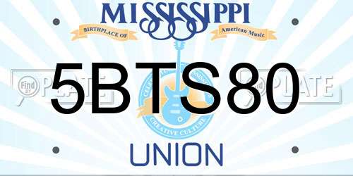 5BTS80 Mississippi License Plate