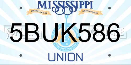 5BUK586 Mississippi License Plate