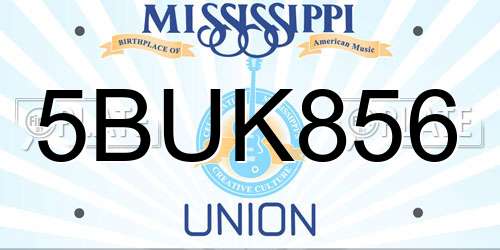 5BUK856 Mississippi License Plate