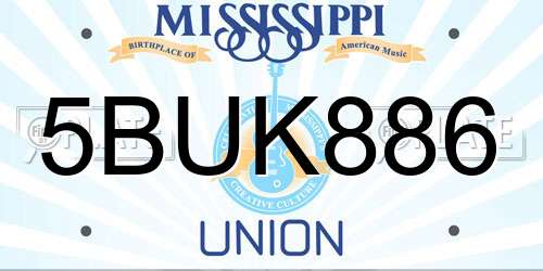 5BUK886 Mississippi License Plate