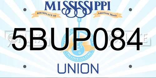 5BUP084 Mississippi License Plate