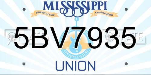 5BV7935 Mississippi License Plate