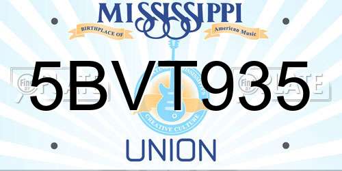 5BVT935 Mississippi License Plate