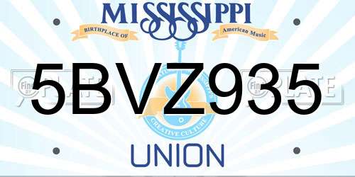 5BVZ935 Mississippi License Plate