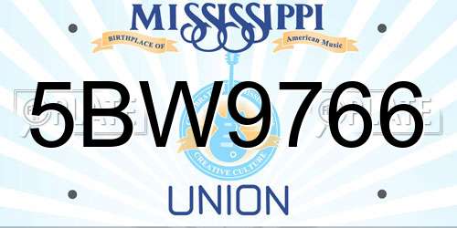 5BW9766 Mississippi License Plate