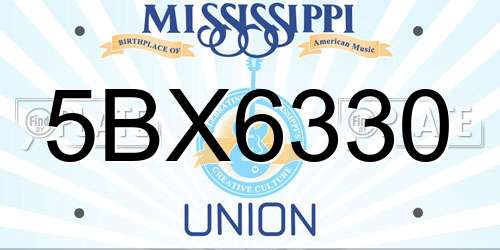 5BX6330 Mississippi License Plate