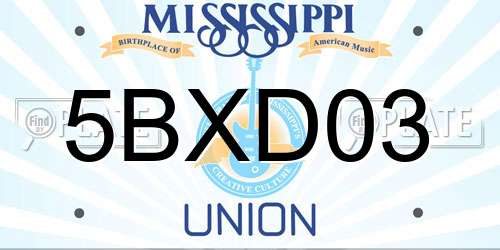 5BXD03 Mississippi License Plate