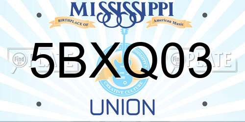 5BXQ03 Mississippi License Plate
