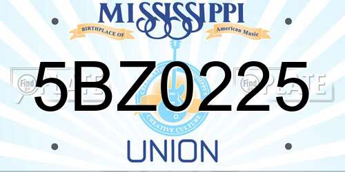 5BZ0225 Mississippi License Plate