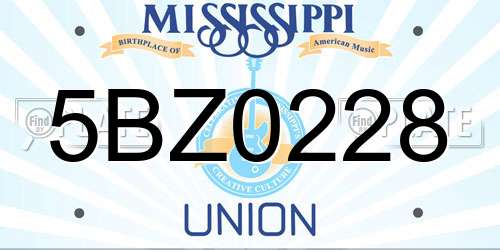 5BZ0228 Mississippi License Plate