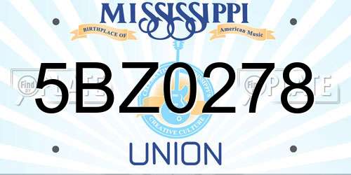 5BZ0278 Mississippi License Plate