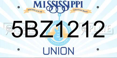 5BZ1212 Mississippi License Plate