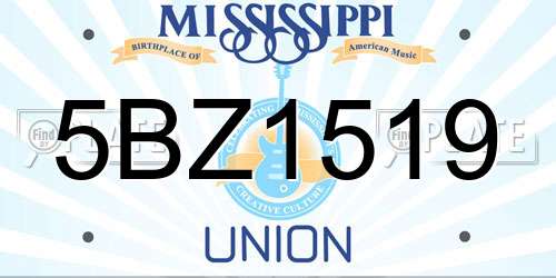 5BZ1519 Mississippi License Plate