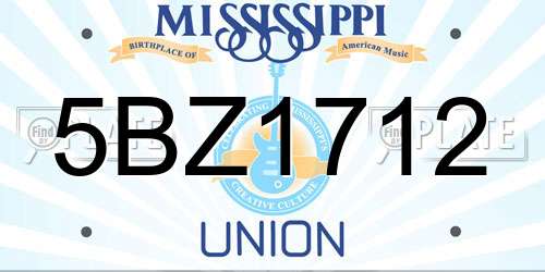 5BZ1712 Mississippi License Plate