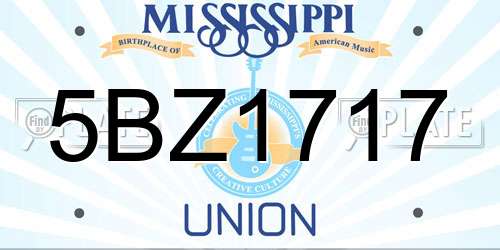 5BZ1717 Mississippi License Plate