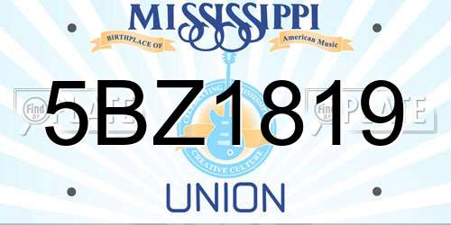 5BZ1819 Mississippi License Plate