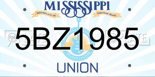 5BZ1985 Mississippi License Plate