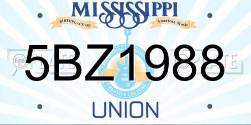 5BZ1988 Mississippi License Plate