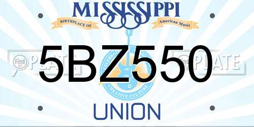 5BZ550 Mississippi License Plate