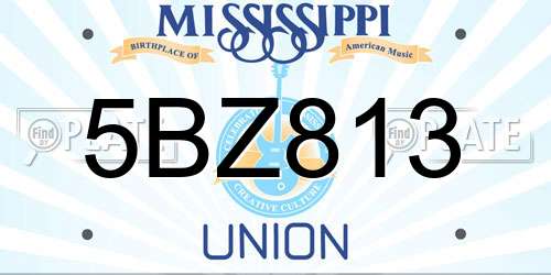 5BZ813 Mississippi License Plate