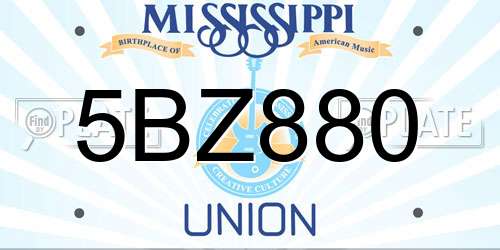 5BZ880 Mississippi License Plate
