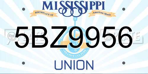 5BZ9956 Mississippi License Plate