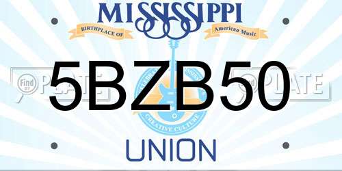5BZB50 Mississippi License Plate