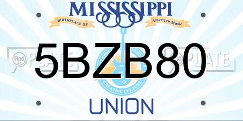 5BZB80 Mississippi License Plate