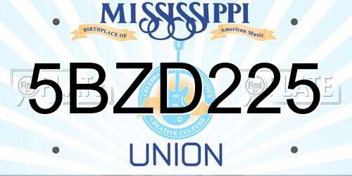 5BZD225 Mississippi License Plate