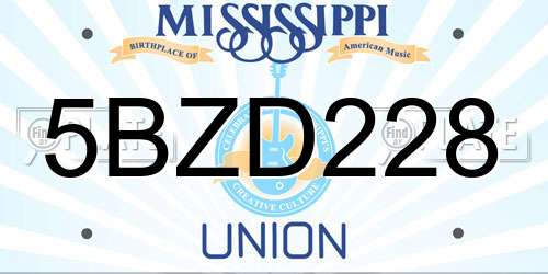 5BZD228 Mississippi License Plate