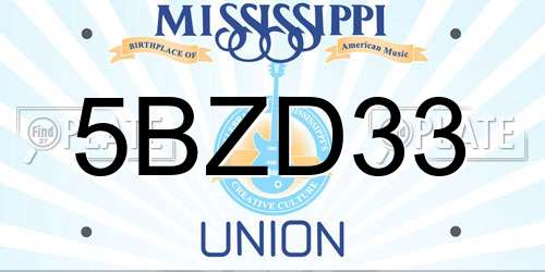 5BZD33 Mississippi License Plate