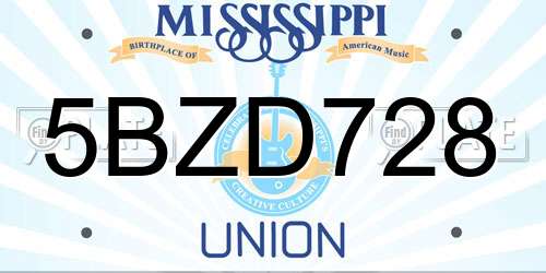 5BZD728 Mississippi License Plate