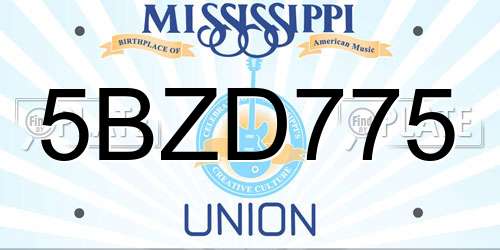 5BZD775 Mississippi License Plate