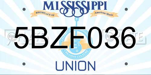 5BZF036 Mississippi License Plate