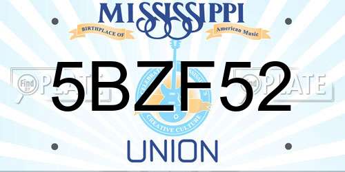 5BZF52 Mississippi License Plate