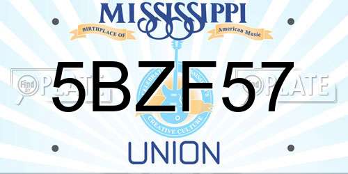 5BZF57 Mississippi License Plate