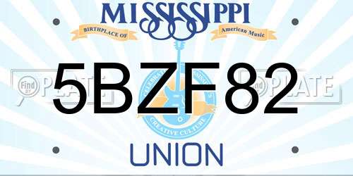 5BZF82 Mississippi License Plate