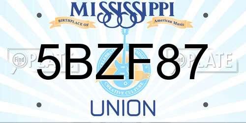 5BZF87 Mississippi License Plate